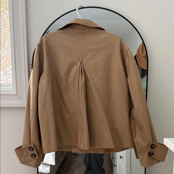 H&M Women's Tan Double-Breasted Trench Coat-crop - Picture 3 of 6